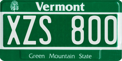VT license plate XZS800