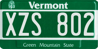 VT license plate XZS802