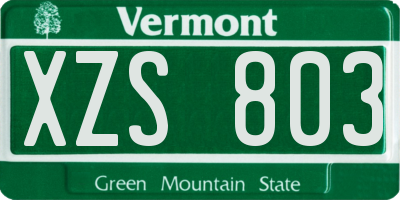 VT license plate XZS803