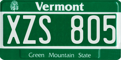 VT license plate XZS805