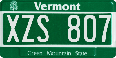 VT license plate XZS807