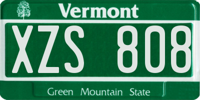 VT license plate XZS808