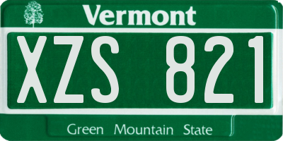 VT license plate XZS821