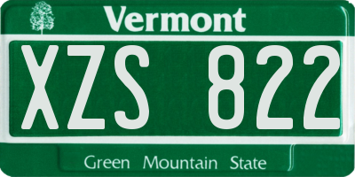 VT license plate XZS822