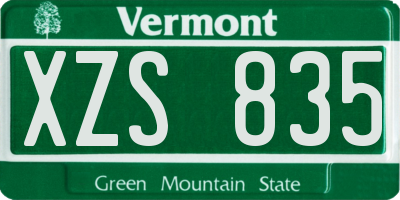 VT license plate XZS835
