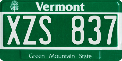 VT license plate XZS837