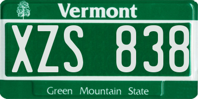 VT license plate XZS838