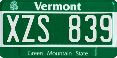 VT license plate XZS839