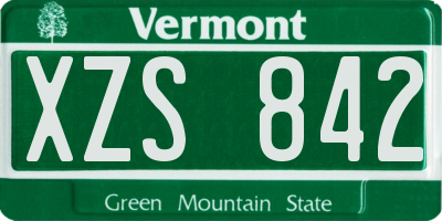 VT license plate XZS842