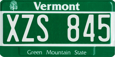 VT license plate XZS845