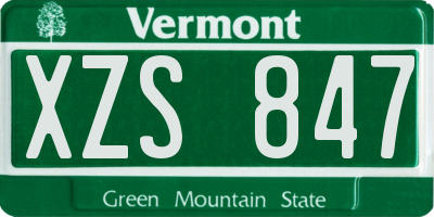 VT license plate XZS847