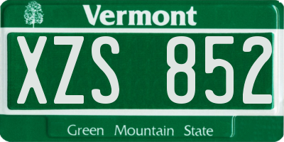 VT license plate XZS852
