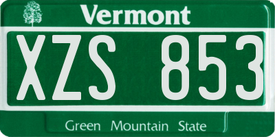 VT license plate XZS853