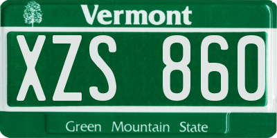 VT license plate XZS860