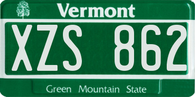 VT license plate XZS862