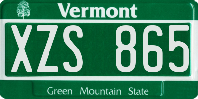 VT license plate XZS865