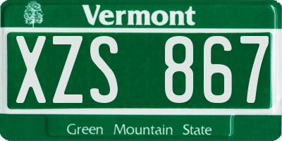 VT license plate XZS867