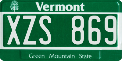 VT license plate XZS869