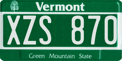 VT license plate XZS870