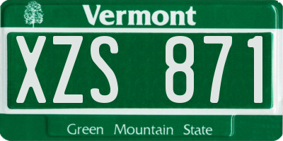 VT license plate XZS871