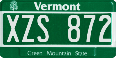 VT license plate XZS872