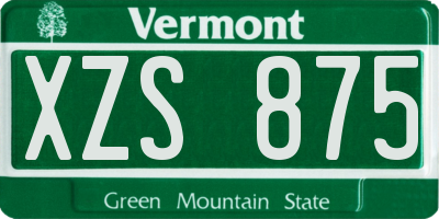 VT license plate XZS875