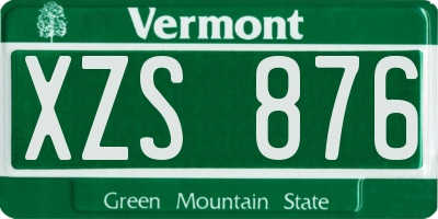 VT license plate XZS876