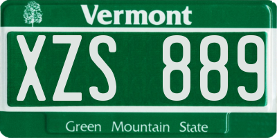 VT license plate XZS889