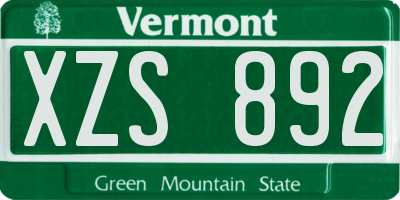VT license plate XZS892