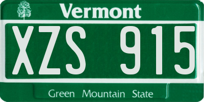 VT license plate XZS915