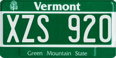 VT license plate XZS920