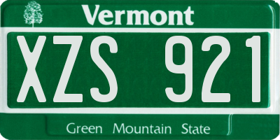 VT license plate XZS921