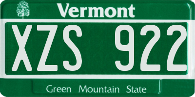 VT license plate XZS922