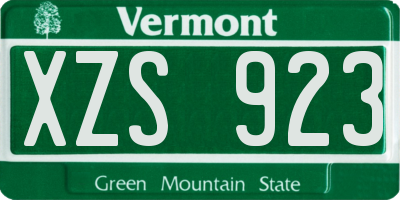 VT license plate XZS923