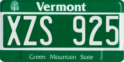 VT license plate XZS925