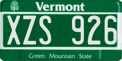 VT license plate XZS926