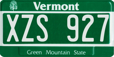 VT license plate XZS927