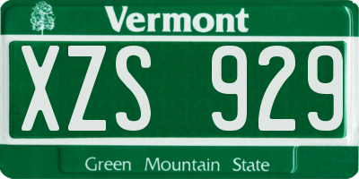 VT license plate XZS929