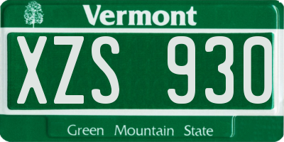VT license plate XZS930