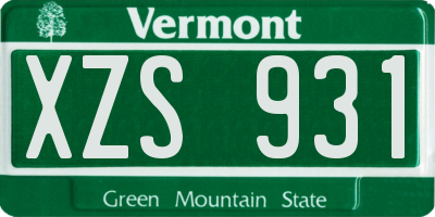 VT license plate XZS931