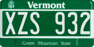 VT license plate XZS932