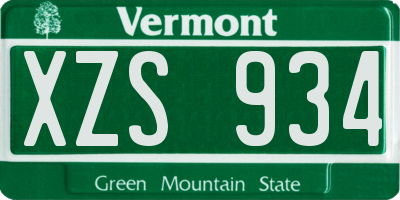 VT license plate XZS934