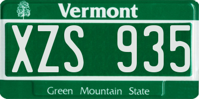 VT license plate XZS935