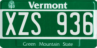 VT license plate XZS936