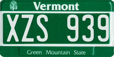 VT license plate XZS939