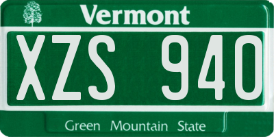 VT license plate XZS940