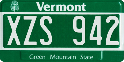 VT license plate XZS942