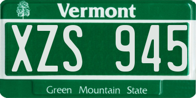 VT license plate XZS945