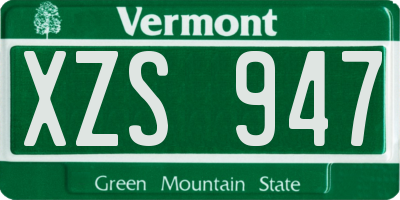VT license plate XZS947