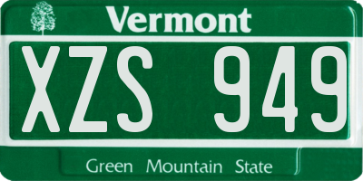 VT license plate XZS949
